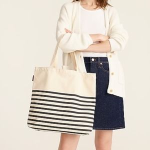 J. Crew Striped Canvas Tote Bag